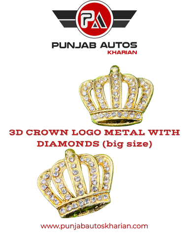3D Crown Logo Metal with Diamonds (Big Size)