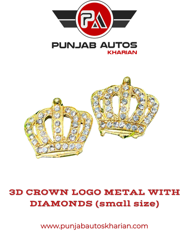 3D CROWN LOGO WITH DIAMONDS IN METAL
